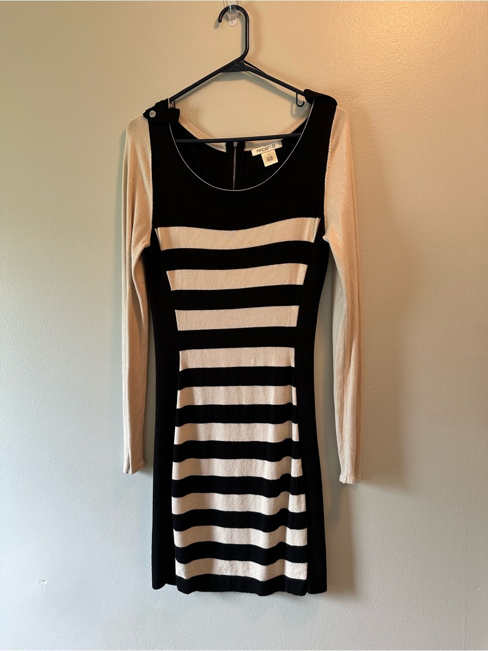 Arden B Black & White Striped Sweater Knit Dress